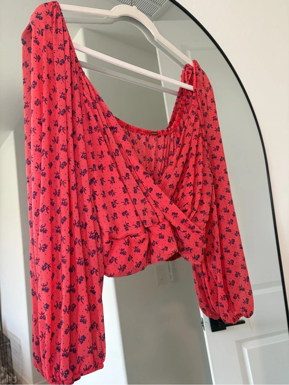 Free People Women’s Coral Floral Wrap Crop Top
